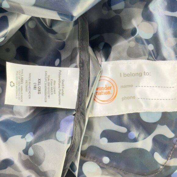 Wonder Nation Kids Camouflage Rain Shell Hooded Jacket Polyurethane Size XXL - Picture 10 of 12